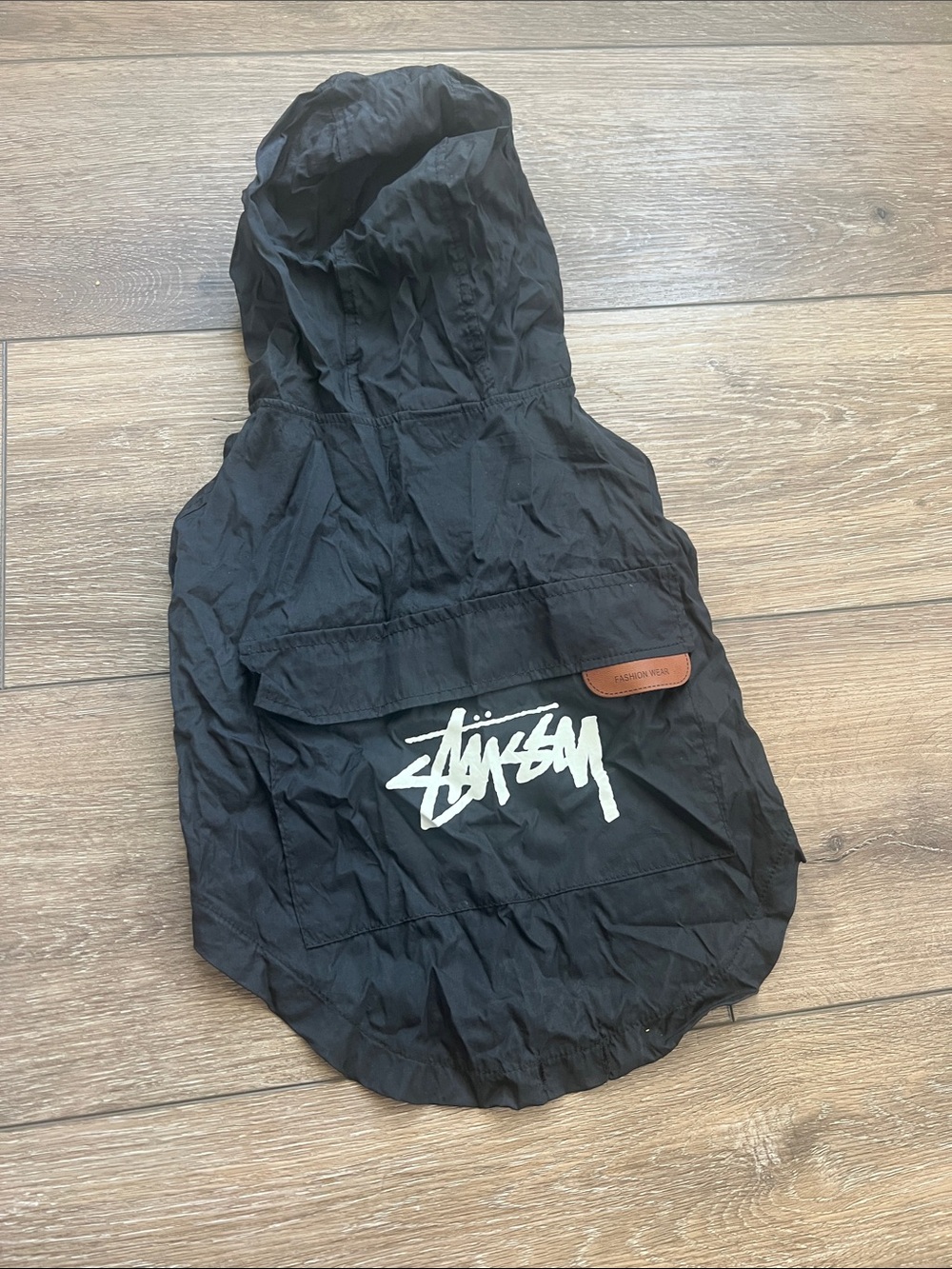 Dog Rainjacket Black Hooded Anorak